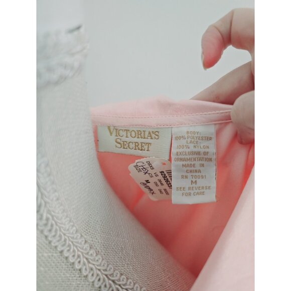 Victoria's Secret Vintage Pink Satin Lace Gold Label 79s 80s Kimono Long Robe M - Picture 7 of 13